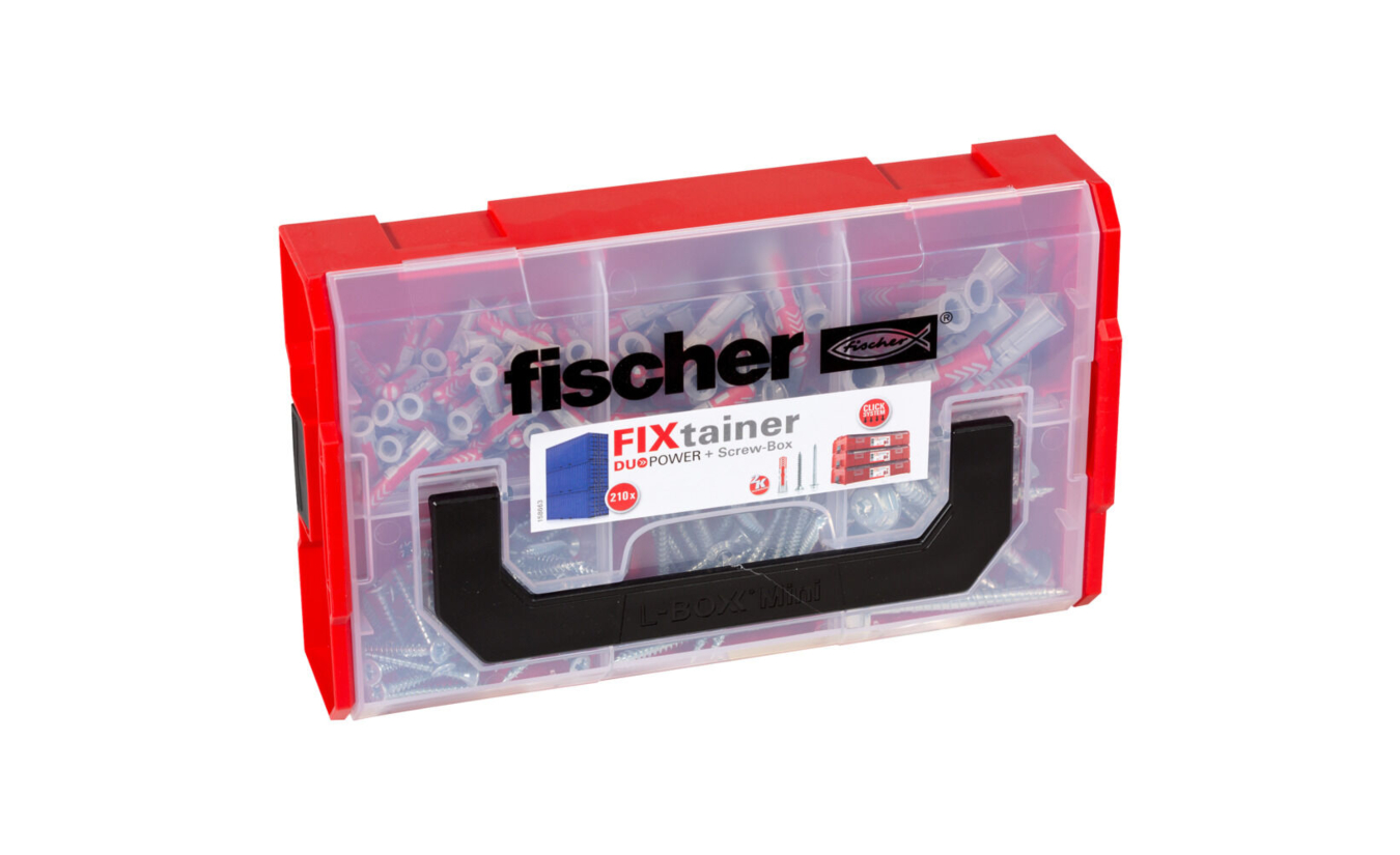 Fischer FixTainer DuoPower pluggen met schroeven